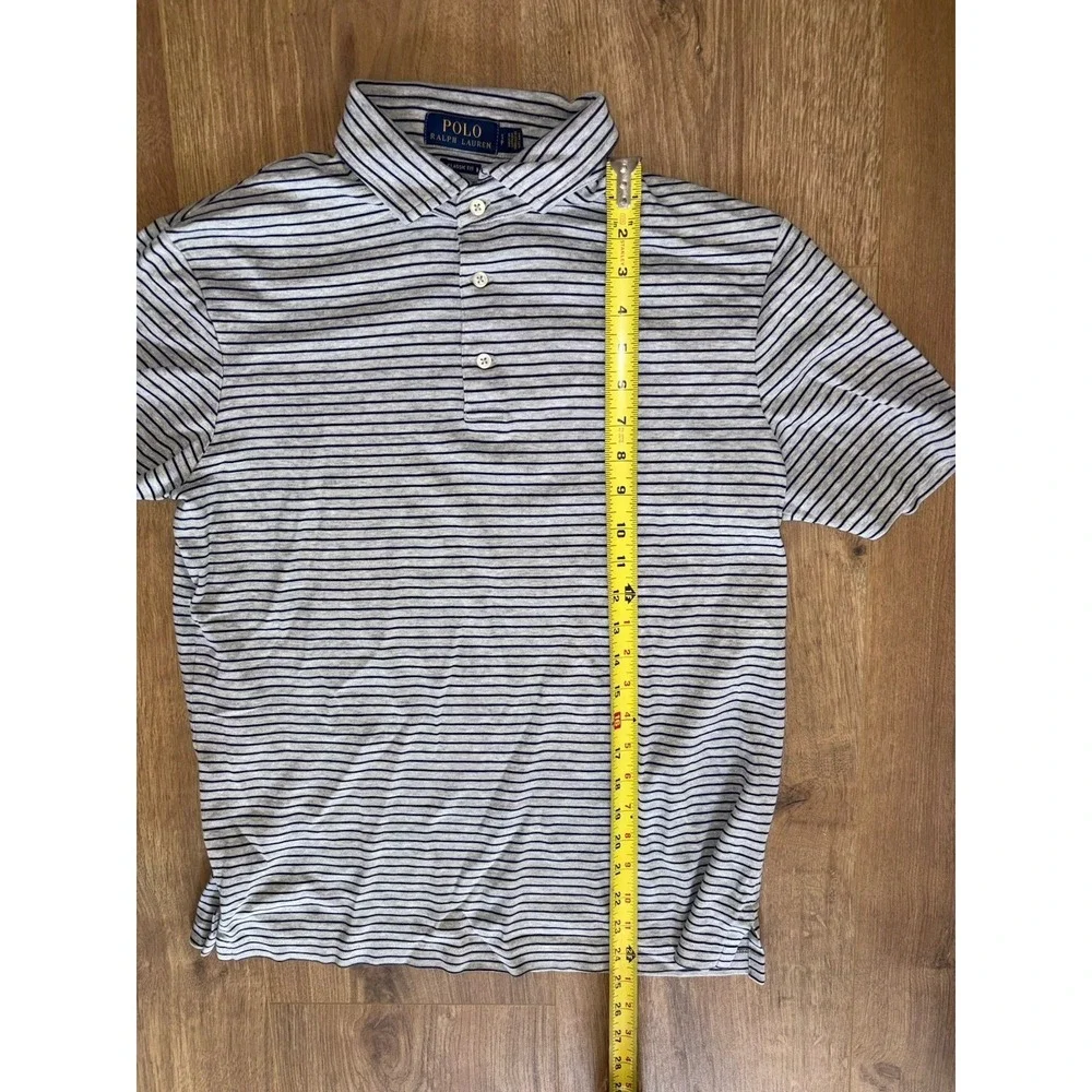 Polo Ralph Lauren Polo Shirt Gray Navy Striped Small Pony Classic Fit
